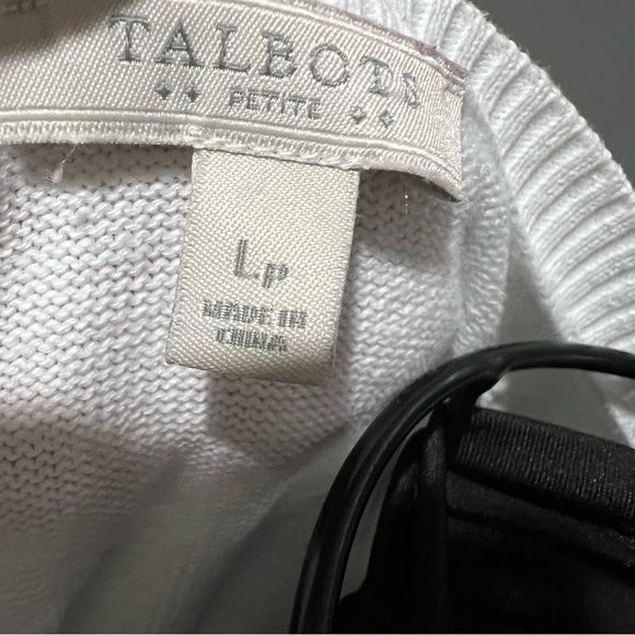 Talbots White Textured Bubble Polka Dots Sweater Size LP - Picture 4 of 7